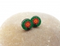 Preview: Sommerblume orange grün 3D Holz Scheiben Ohrstecker flower green